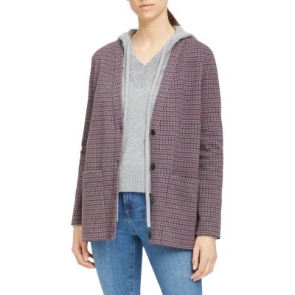 Theory Collin Slit Houndstooth Knit Cardigan Sz S‎